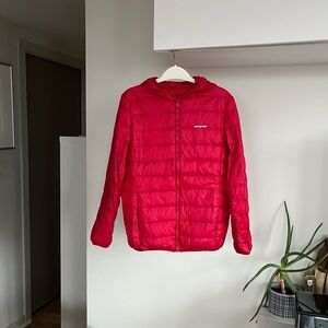 Patagonia Red Hooded Lightweight Puffer Jacket Girls XL